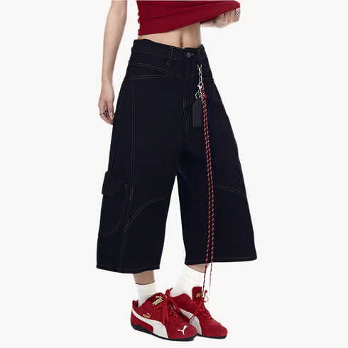 Black Vintage Baggy Denim Shorts – High Waist Streetwear
